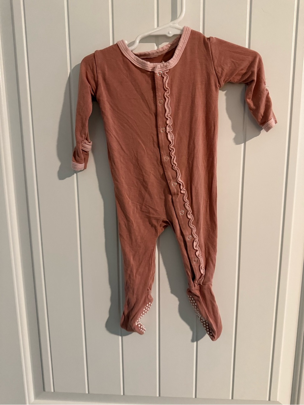 Kickee Pants Bamboo Footed Sleeper Dusty Rose Ruffle Pajamas 3-6 Months